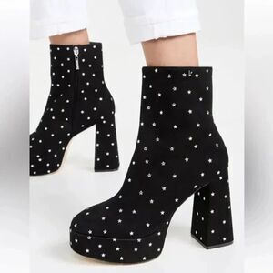 LARROUDE Dolly Boots in Black Suede with Stars
